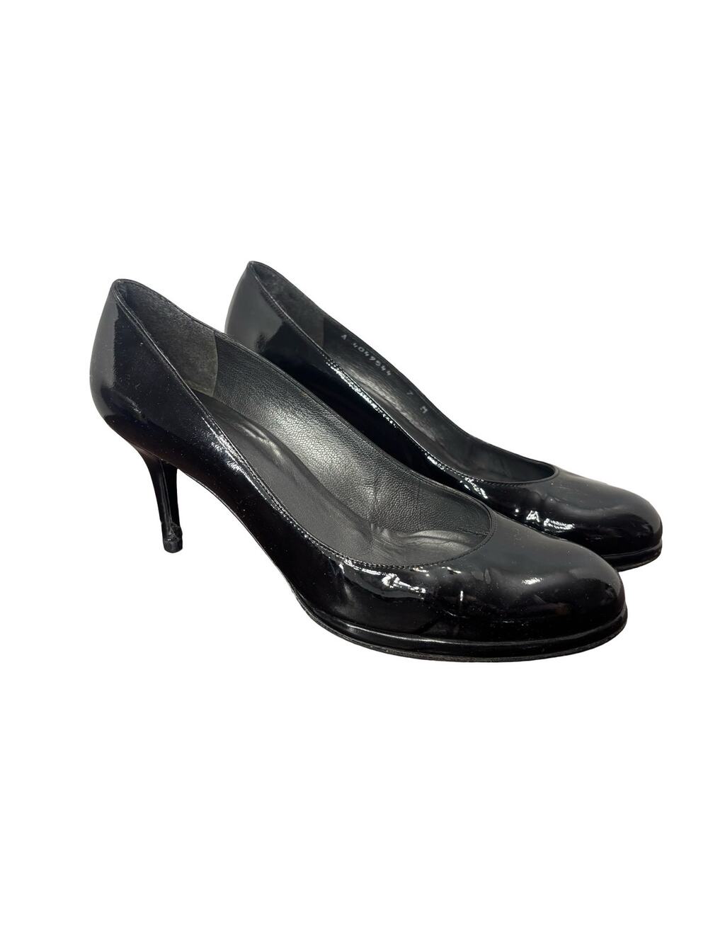 Stuart Weitzman Black Patent Leather Round Toe Pumps Heels Size 7